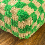 MyTindy Moroccan Berber Square White & Green Checkered Pouf Ottoman, view 5