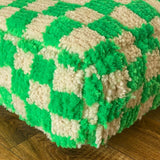 MyTindy Moroccan Berber Square White & Green Checkered Pouf Ottoman, view 6