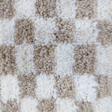 MyTindy Moroccan Berber White & Pale Brown Checkered Pouf Ottoman, view 4