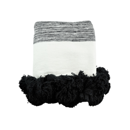 MyTindy Moroccan Black and White Pinstripe Blanket