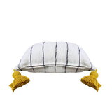 MyTindy Moroccan Black and White Pillow with Yellow Pompoms, view 2