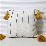 MyTindy Moroccan Black and White Pillow with Yellow Pompoms, view 3