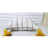 MyTindy Moroccan Black and White Pillow with Yellow Pompoms, view 4
