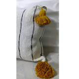 MyTindy Moroccan Black and White Pillow with Yellow Pompoms, view 5