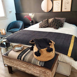 MyTindy Moroccan Black Plaid with Gold Sabra & Pompoms, view 2