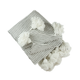 MyTindy Moroccan Blanket With Fine White And Brown Stripes, view 2