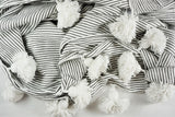 MyTindy Moroccan Blanket With Fine White And Brown Stripes, view 3