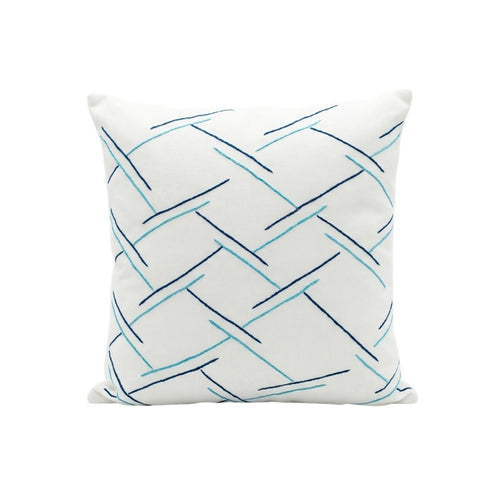 MyTindy Moroccan Blue Geometric Sketch Decorative Throw Pillow