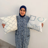 MyTindy Moroccan Blue Geometric Sketch Decorative Throw Pillow, view 2