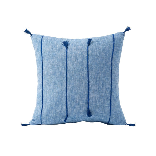 MyTindy Moroccan Blue Jean Decorative Throw Pillow - Indigo Tassel Cushion