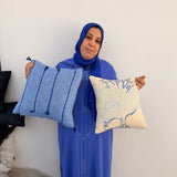 MyTindy Moroccan Blue Jean Decorative Throw Pillow - Indigo Tassel Cushion, view 2