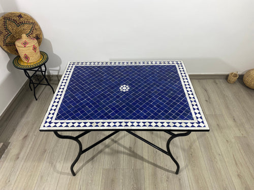 MyTindy Moroccan blue mosaic Table for outdoor & indoor made Mosaic tiles, 100% handcrafted