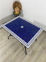 MyTindy Moroccan blue mosaic Table for outdoor & indoor made Mosaic tiles, 100% handcrafted, view 2