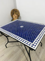 MyTindy Moroccan blue mosaic Table for outdoor & indoor made Mosaic tiles, 100% handcrafted, view 3