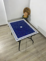 MyTindy Moroccan blue mosaic Table for outdoor & indoor made Mosaic tiles, 100% handcrafted, view 5