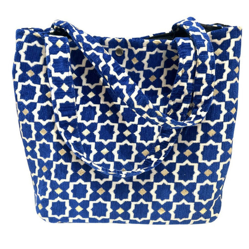 MyTindy Moroccan blue tote bag with zellige pattern