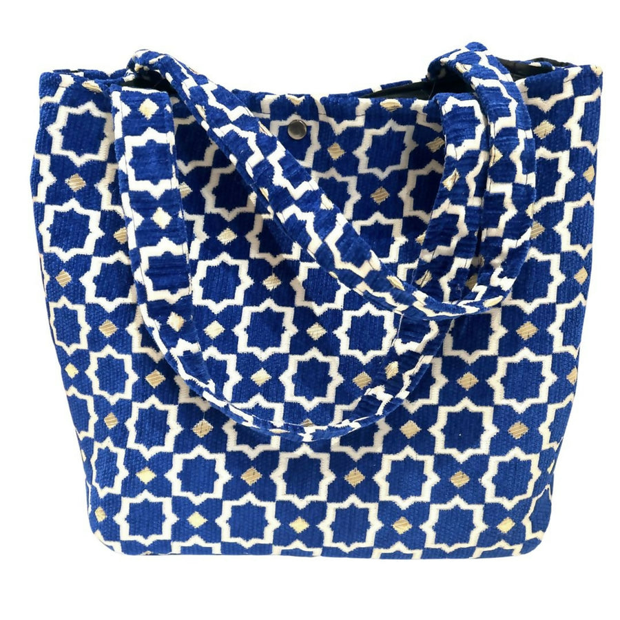 MyTindy Moroccan blue tote bag with zellige pattern