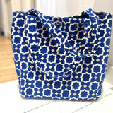 MyTindy Moroccan blue tote bag with zellige pattern, view 2