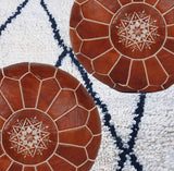 MyTindy Moroccan Brown Leather Pouf, view 3