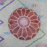 MyTindy Moroccan Brown Leather Pouf, view 4