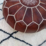 MyTindy Moroccan Brown Leather Pouf, view 5