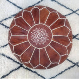 MyTindy Moroccan Brown Leather Pouf, view 6