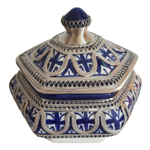 MyTindy Moroccan Ceramic Sugar Jar with Metal II