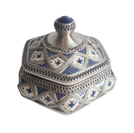 MyTindy Moroccan Ceramic Sugar Jar with Metal