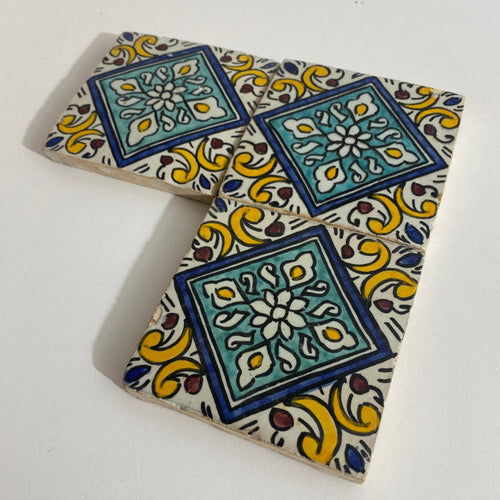 MyTindy Moroccan Ceramic tiles Hand painted tiles 4"x4" 100% for Bathroom Remodeling and kitchen Projects works wall and ground