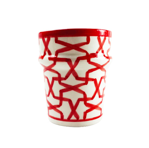MyTindy 4 Moroccan Coffee Cups with Red Pattern