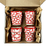 MyTindy 4 Moroccan Coffee Cups with Red Pattern, view 2