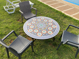 MyTindy Moroccan dining table round made from mosaic and tiles 100% Handcrafted It for outdoor and indoor, Mosaic table works for beach house too, view 2