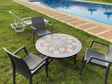 MyTindy Moroccan dining table round made from mosaic and tiles 100% Handcrafted It for outdoor and indoor, Mosaic table works for beach house too, view 4