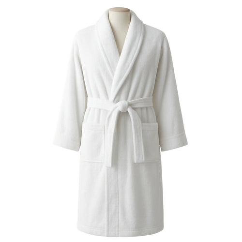 MyTindy Moroccan Embroidered White Bathrobe – Soft Cotton Spa Style