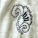 MyTindy Moroccan Embroidered White Bathrobe – Soft Cotton Spa Style, view 3