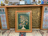 MyTindy Moroccan Green mosaic wall hanging with wooden frame, small mosaic pieces birds on a tree, wall mosaic decor mosaic art , tiles clay wall art, view 2