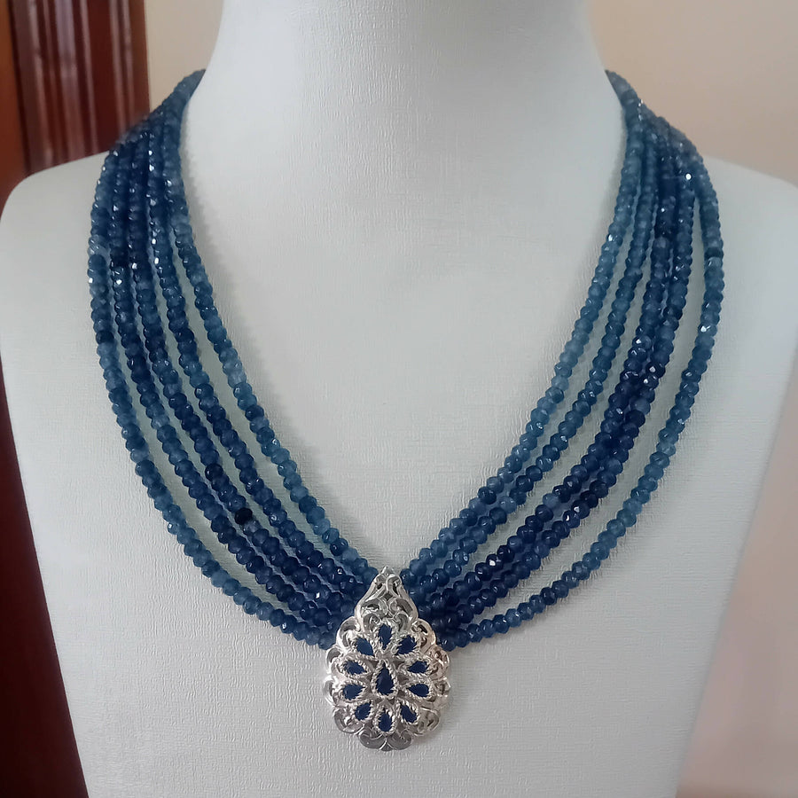 MyTindy Moroccan grey silver necklace