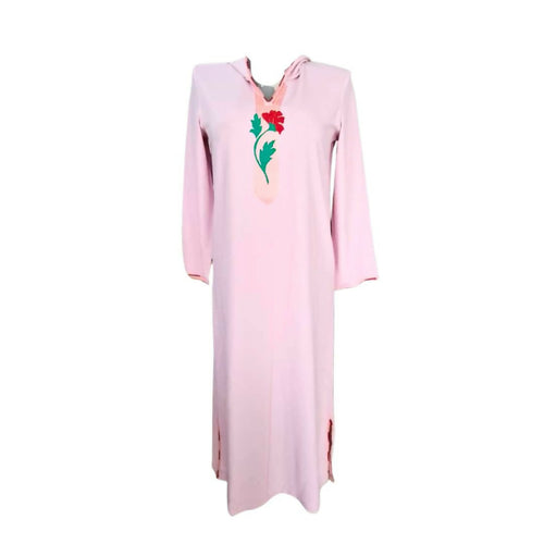 MyTindy Moroccan Jellaba with Decorative Patterns - Soft Pink