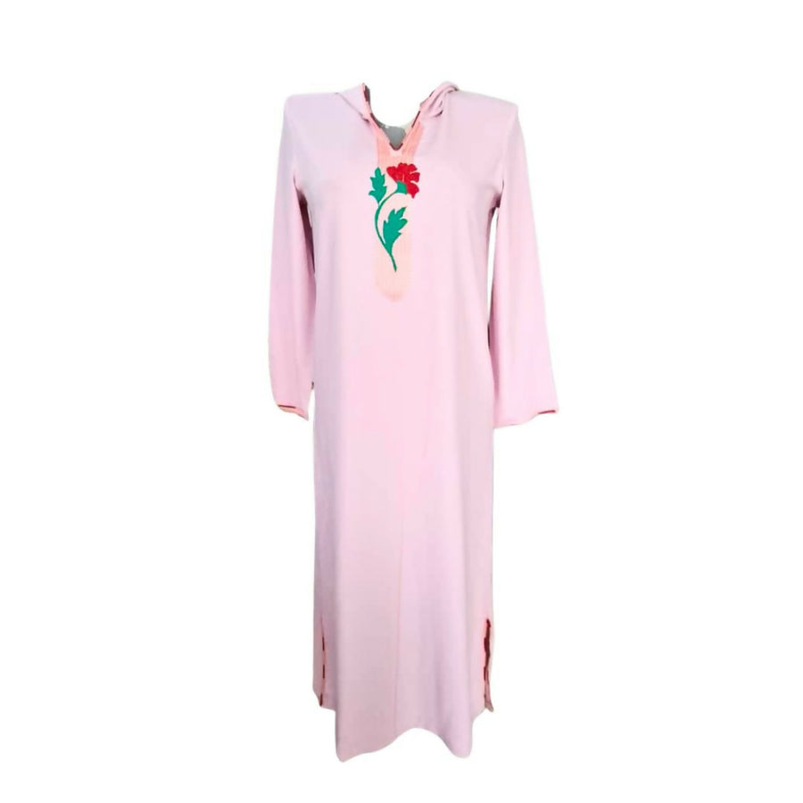 MyTindy Moroccan Jellaba with Decorative Patterns - Soft Pink