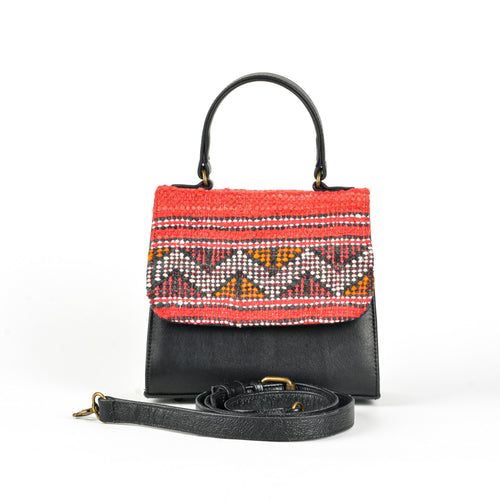 MyTindy Moroccan leather bag - Handmade - Leather Kilim bag - Leather carpet bag - Leather bag