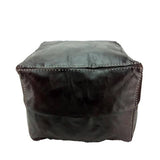 MyTindy Moroccan Leather Ottoman Square Footstool , Black, view 2