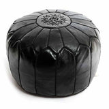 MyTindy Moroccan Leather Pouf Black in Black, view 3