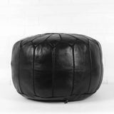 MyTindy Moroccan Leather Pouf Black in Black, view 4