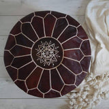 MyTindy Moroccan Leather Pouf Dark Brown, view 2