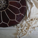 MyTindy Moroccan Leather Pouf Dark Brown, view 3