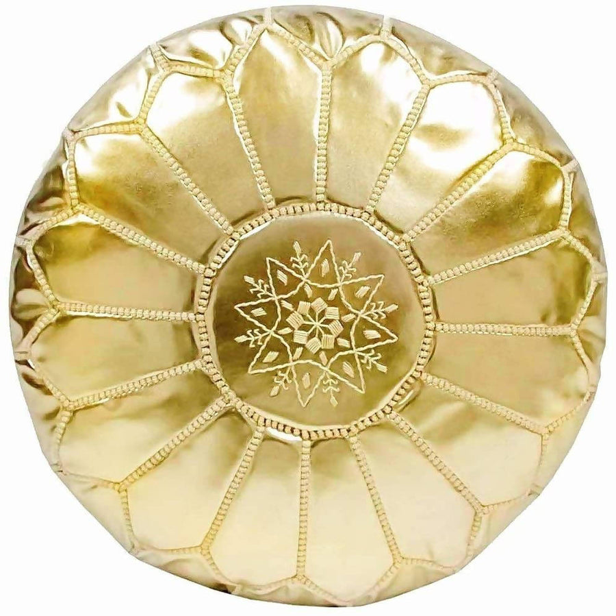 MyTindy Moroccan Leather Pouf Gold