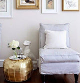 MyTindy Moroccan Leather Pouf Gold, view 3