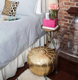 MyTindy Moroccan Leather Pouf Gold, view 4
