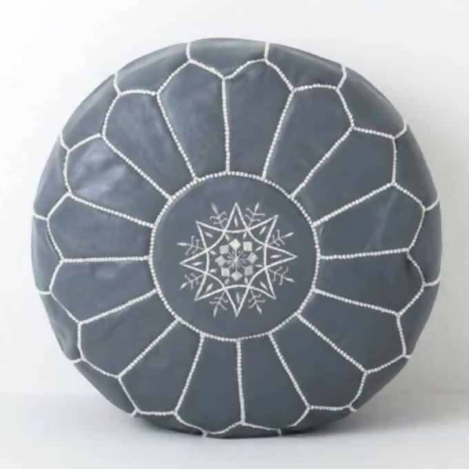 MyTindy Moroccan Leather Pouf Gray