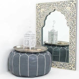 MyTindy Moroccan Leather Pouf Gray, view 2